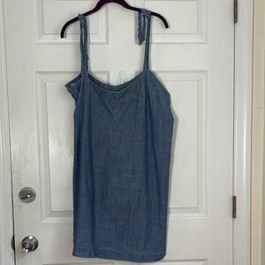 Jcrew chambray denim dress size XL shoulder tie side zip lightweight 100% cotton